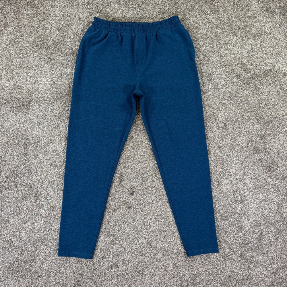 Beyond Yoga Heather Teal Blue Jogger Men Large Elastic Waist Drawstring USA READ